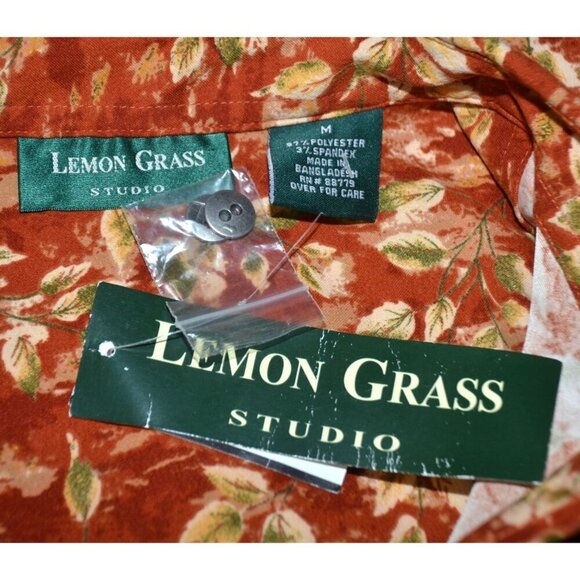 NWT Lemon Grass Ladies M Burnt Orange Lightweight Jacket Button Up Leaf Pattern - Picture 8 of 10